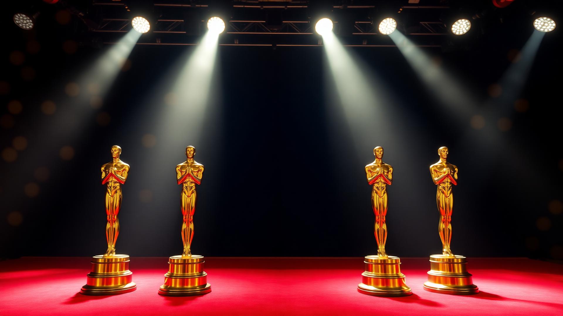 Cinematic film spotlights and golden film reel